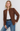 brown puff sleef button down jacket with cinch waist
