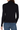 model showing the back of the long sleeve, mock neck knit shirt
