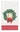 A white paper napkin with a festive holiday wreath design, featuring a green wreath with red berries, a gold monogram letter 'D', and a red bow, finished with a red and white striped border at the bottom.