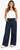 drawstring, denim wide leg pant front view
