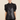 The Uptown Ruched Sleeve Vegan Leather Top in Black