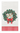 A white paper towel or napkin featuring a festive Christmas wreath design with green holly leaves, red berries, a red striped bow, and a gold cursive letter 'M' in the center. The bottom edge has a red and white striped border.