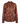 A long-sleeve satin button-up blouse with a warm rust-orange and navy blue floral pattern, shown on a plain white background.
