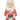 A distressed red and white Santa Claus figurine holding a small red bird, set against a plain white background.