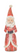 A distressed red and white Santa Claus figurine holding a small red bird, set against a plain white background.