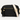A black pebbled leather crossbody camera bag by Katie Loxton with a cream-colored woven strap, gold-tone hardware, and a front zip pocket, shown on a clean white background.