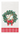 A white paper napkin featuring a green Christmas wreath with red berries, a red bow, and a gold monogram letter 'L' in the center, with a red and white striped border at the bottom.