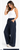 side view of wide leg drawstring denim pant