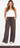 front view of brown, elastic waist wide leg drawstring pant
