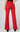 back of red boot cut jeans, pockets
