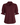A women's button-front blouse in deep burgundy with a pointed collar, short puff sleeves, and ruffled cuffs, shown on a plain white background.