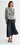 Smocking Detailed Paisley Satin Navy Blouse