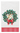 A white paper napkin featuring a festive Christmas wreath design with green pine branches, red berries, a red bow, and a gold monogram letter 'R'. The bottom edge has a red and white striped border.