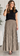 Taupe Black Pleated Midi Skirt flowy hem and block heel styling detail - Current Air
