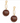 A pair of gold-tone drop earrings featuring a round cream pearl stud at the top, an elongated open-link chain, and a large faceted brown marbled bead below, shown on a white background.