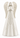 An off-white ceramic angel figurine with a long gown, large wings, and hands clasped in prayer, shown against a plain white background.