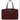 A dark burgundy suede tote bag with double top handles, a horizontal leather strap detail across the front with a gold-tone 'KF' clasp, and 'KATE LOXTON' printed in gold at the bottom center, shown against a plain white background.