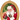 Oval Christmas ornament featuring a painted portrait of Santa Claus pointing forward, with a gold-toned frame and a brown hanging ribbon on a white background.