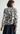 Smocking Detailed Paisley Satin Navy Blouse