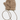 A pair of beige sherpa fleece mittens with a matching brown cord accessory and small gold-tone hardware, photographed on a clean light gray background.