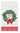 A white paper napkin featuring a festive Christmas wreath design with green leaves, red berries, a red striped bow, and a gold monogram letter 'P'. The bottom edge has a red and white striped border.
