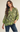 Contrast Accent Slit Hem Green Floral Blouse